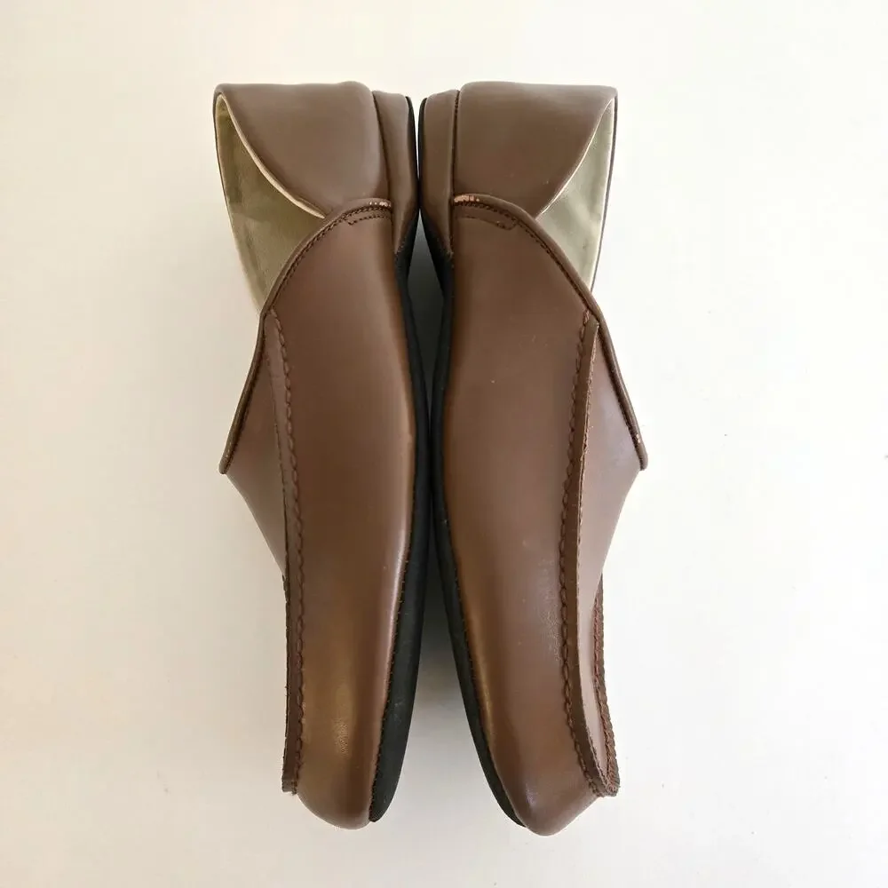 L.B. Evans Men's Brown Leather Slip-On Loafer Slippers Size 10.5M